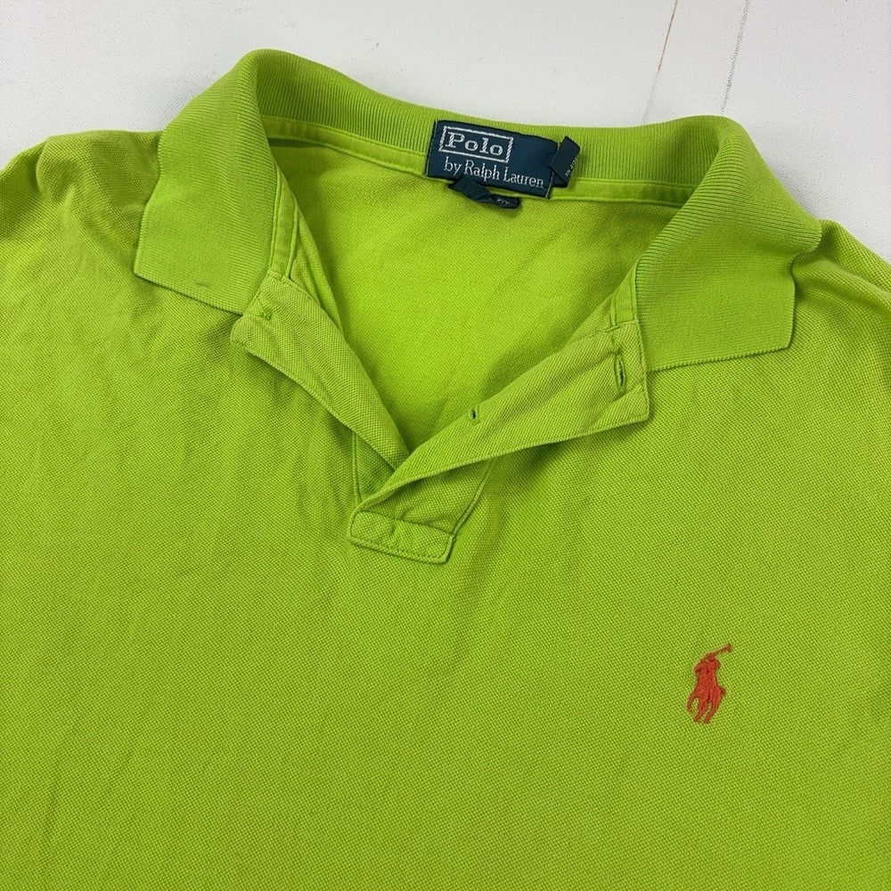 Vintage Ralph Lauren Polo Shirt Mens XL Lime Green Rare Color Knit Short Sleeve